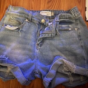 Denim Blue Distressed Shorts